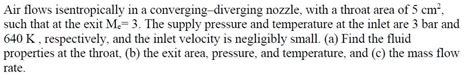Solved Air Flows Isentropically In A Converging Diverging Chegg