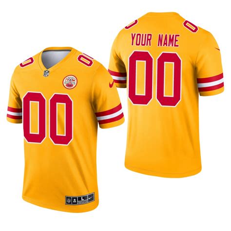 Custom Kansas City Chiefs Yellow Jersey Inverted Legend Mens