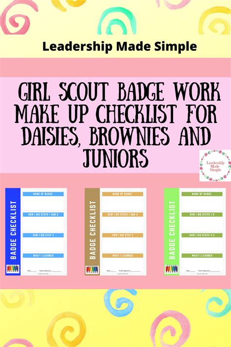 Friday Freebie Free Girl Scout Badge Work Make Up Checklist for Daisies ...