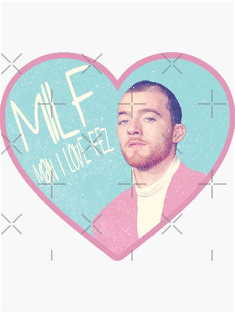 MILF Fez Heart Sticker For Sale By Applebun Redbubble