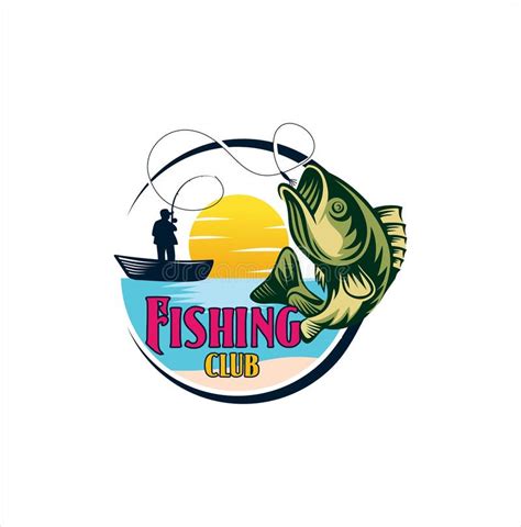 Fishing Logo Design Template Fishing Logo Bass Fish With Club Emblem