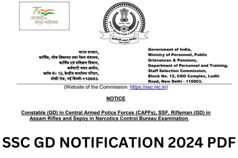 SSC GD Notification 2025 75768 Constable Recruitment Apply Online