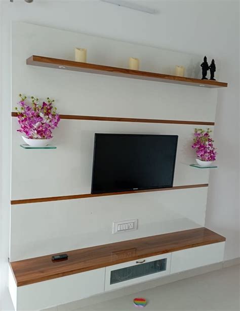 Wall Mount Teak Wood Modular Wooden Tv Unit Laminate Finish At Rs