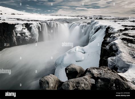 Winter scenery at famous Selfoss waterfall Stock Photo - Alamy