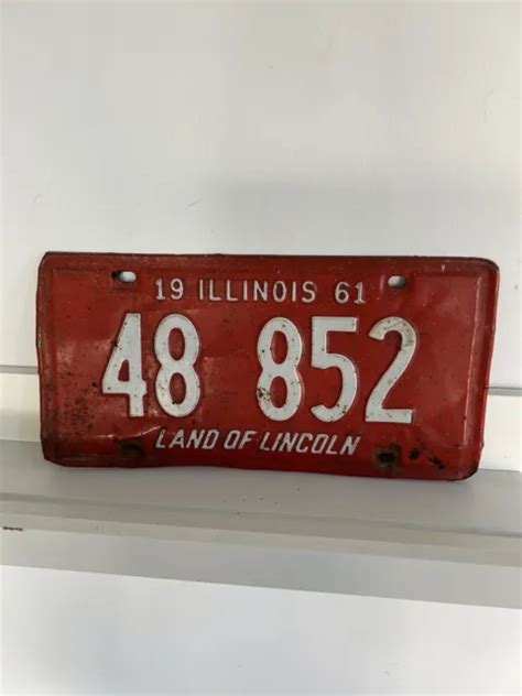 ANCIENNE PLAQUE D Immatriculation USA 1961 Illinois License Plate