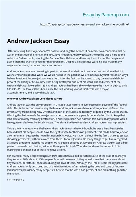 Andrew Jackson Essay Free Essay Example