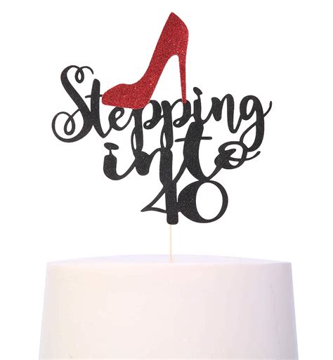 Buy Black Glitter 40th Birthday Cake Topper Stepping Into 40 Birthday