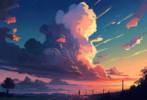 Sunset Clouds Anime Stock Illustrations – 2,847 Sunset Clouds Anime ...