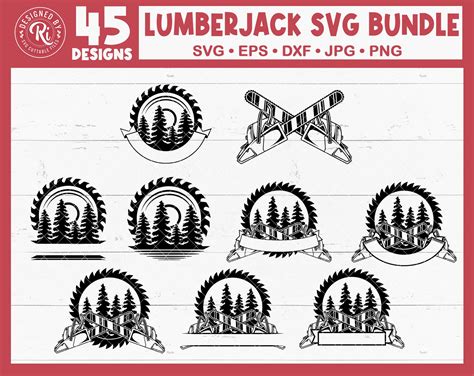 Lumberjack Svg Bundle Logging Crossed Axes Saw Blade Woodworker