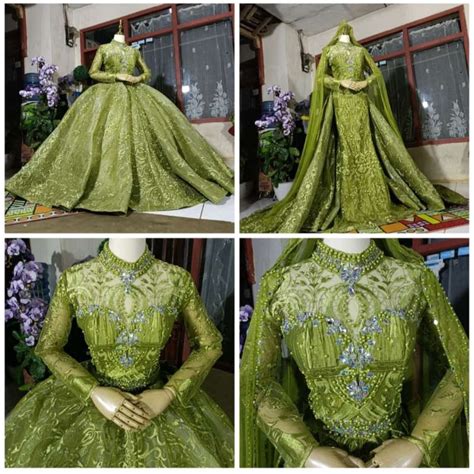 Jual Gaun Pengantin Model In Sudah Full Mutiara Tanpa Payet Warna