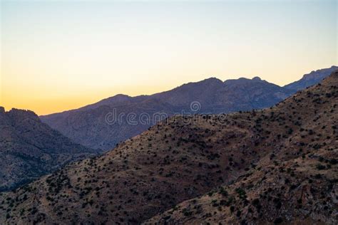 Rolling Mountain Hills In Cliffs And Ridges Of Tuscon Arizona In