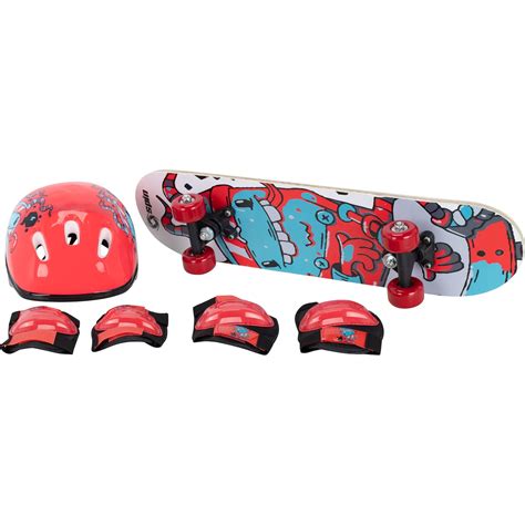 Skate Infantil Spin Monster Kit Protetor Capacete Par De