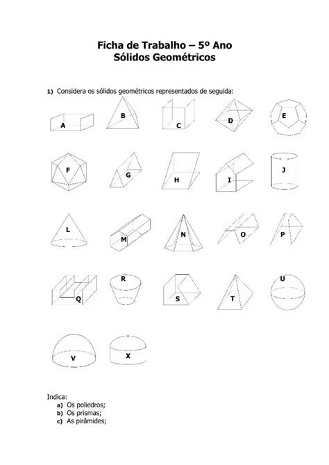 PDF Ficha de Trabalho 5º Ano Sólidos Geométricosmatematicadorenato