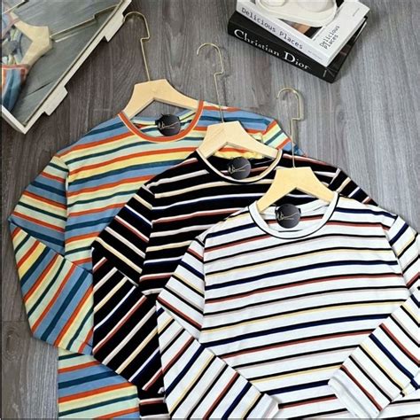 Jual Kaos Stripe Tee Lengan Panjang Kaos Garis Garis Kaos Salur