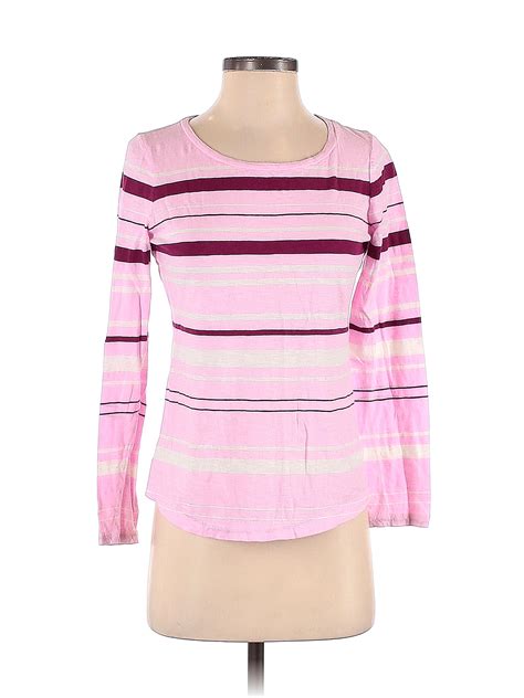 Crown And Ivy 100 Cotton Stripes Colored Pink Long Sleeve T Shirt Size S