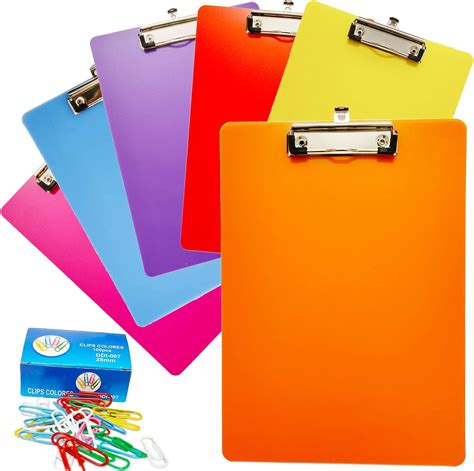 Smilixin 6 Pack Plastic Clipboardsoffice Clipboards