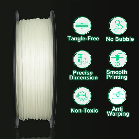 Geeetech Luminous PLA 3D Printer Filament 1 75mm 1KG Glow Green Glow In