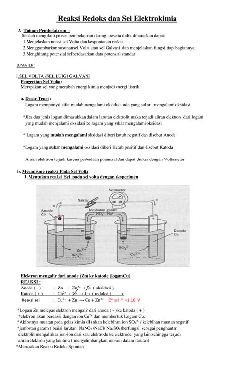 Reaksi Redoks Dan Sel Elektrokimia Reaksi Redoks Dan Sel Elektrokimia