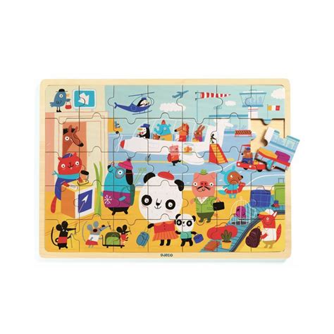 Djeco Puzzle Airport En Bois Pi Ces