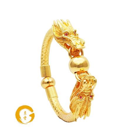 Pure Gold Premium Double Dragon Head Bracelet Large Orient Jewellers