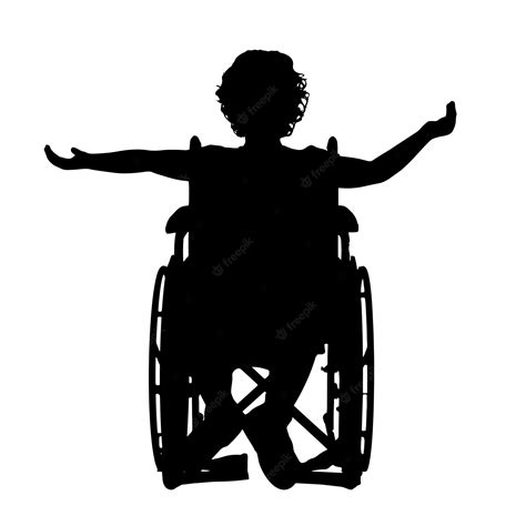 Premium Vector Silhouette Of A Happy Disabled Child Girl Sitting In A