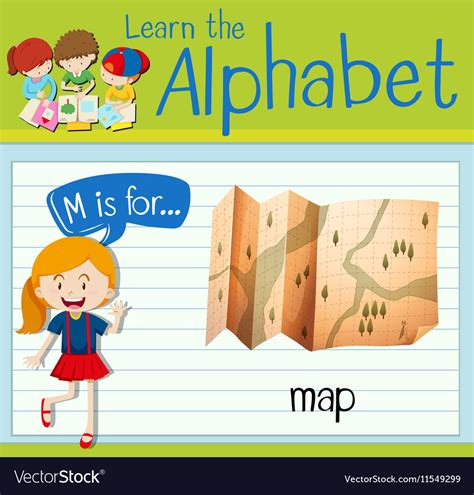 Flashcard Letter M Is For Map Royalty Free Vector Image