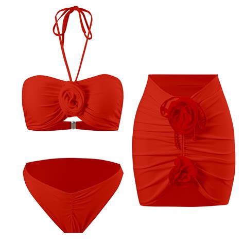 Piece Swimsuits For Women High Waisted Bikini Sets Retro Swimsuit With Cover Up Beach Wrap