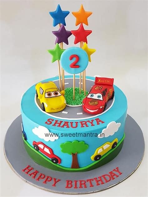 Custom Cars Theme Cake For A Boys 2nd Birthday