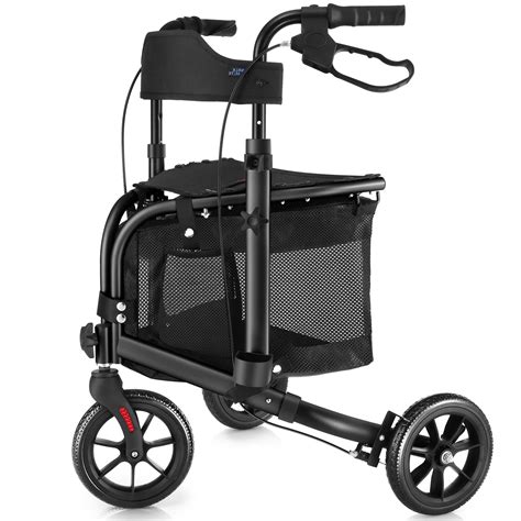 Walkmate 3 Wheel Rollator Walker For Slim Seniors 8 Wheels