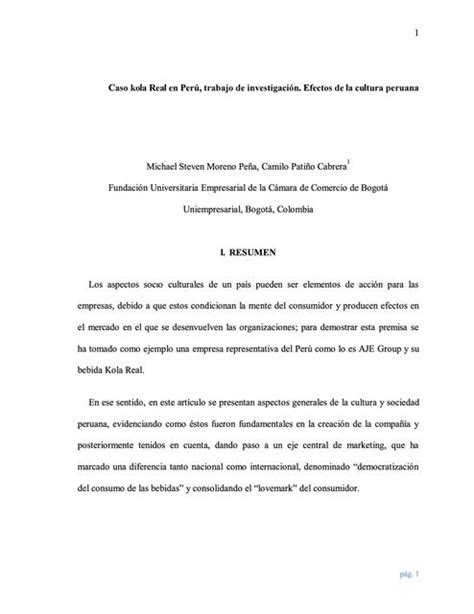 Caso Kola Real En Per Trabajo De Investigaci N Efectos De La Cultura