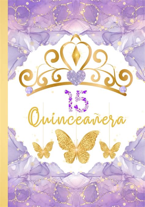 Libro De Firmas Para Quincea Era Morado Con Mariposas Espacio Para