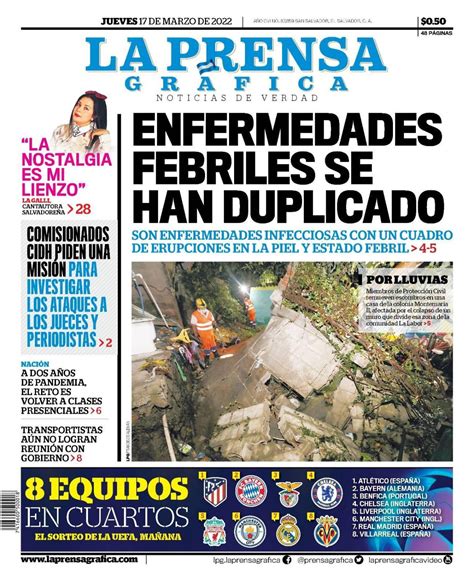 La Prensa Gráfica On Twitter Compartimos La Portadalpg Para Este Jueves 17 De Marzo De 2022