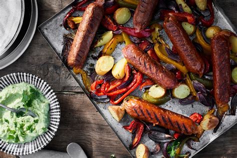 Vegan Sausages With Roasted Potatoes And Peppers