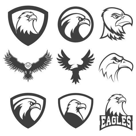 Set Of Emblems With Eagles Head Sport Team Mascot Stock Vector Image