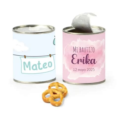 Aperitivo Pretzels En Latita Personalizada Bautizo