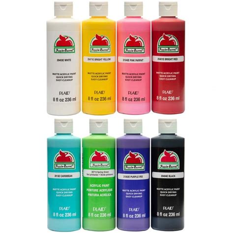 Plaid Apple Barrel Acrylic Paint Set 8 X 236ml Art Supplies From Crafty Arts Uk