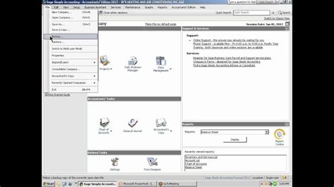 Sage Simply Accounting 2012 Backing Up Company Data Youtube