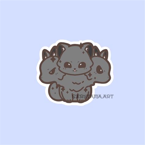 Cute And Kawaii Cerberus Mythical Cryptid Creature Stickers Etsy