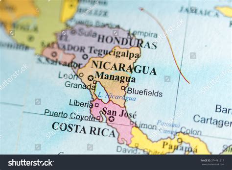 Map View Managua Nicaragua On Geographical Stock Photo 374481517 ...