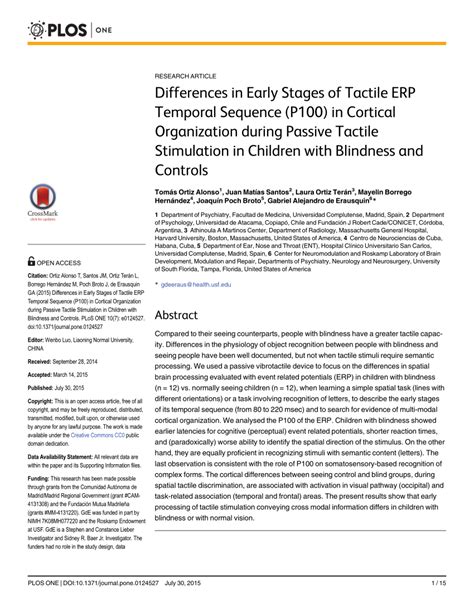 Pdf Differences In Early Stages Of Tactile Erp Temporal Sequence