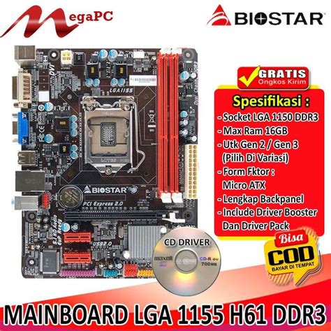 Mobo Motherboard Mainboard Soket LGA 1155 H61 Ddr3 Biostar Lazada