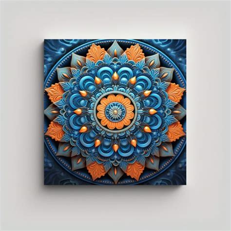 Cuadro Mandala Azul Y Naranja Expresión Visual Impactante Decocuadros