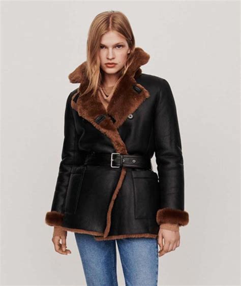 Shearling Leather Coat Womens Brown Fur Lining In Canada