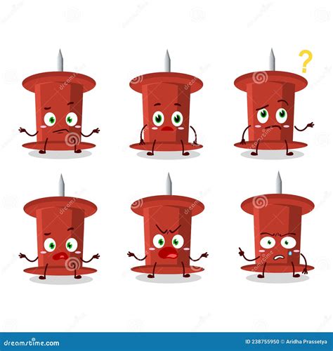 Cartoon Character Of Red Push Pin With What Expression Stock Vector