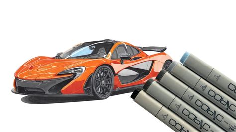 Epic Timelapse Mclaren P Realistic Car Drawing Youtube