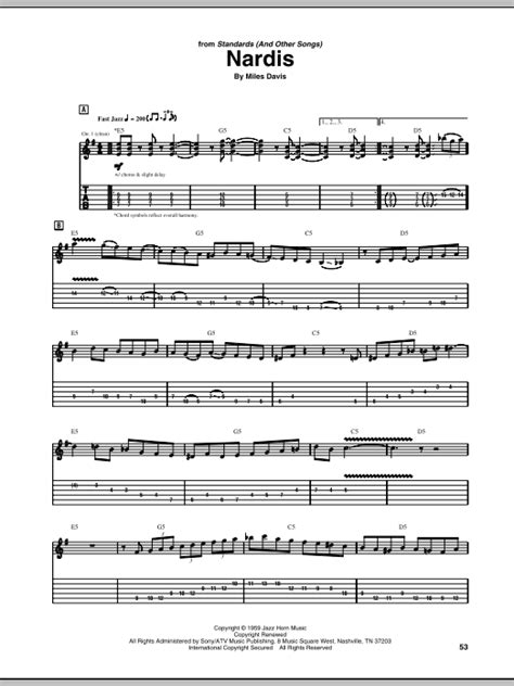 Nardis Guitar Tab Print Sheet Music Now