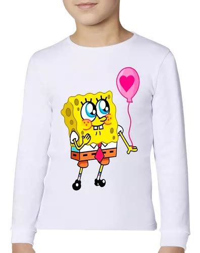 Polera Manga Larga Niña Bob Esponja Con Globo 100 Algodón en venta en