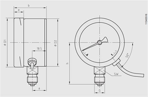 Pressure Gauge Bourdon Tube Analog Process With Electrical