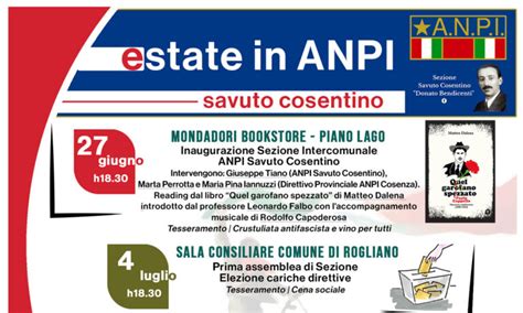 Anpi Savuto Il Programma Degli Eventi Dal Giugno Al Agosto