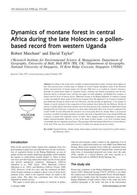 Pdf Dynamics Of Montane Forest In Central Africa During The Late